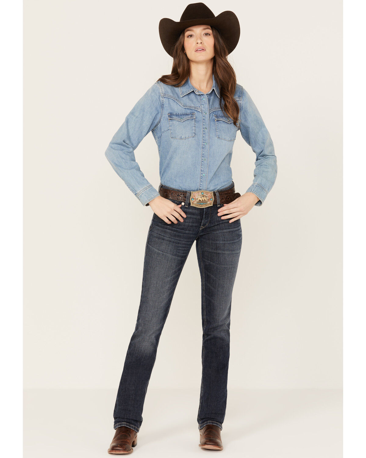 Image #3 - Ariat Women's Aubree Straight Missouri Jeans, Dark Wash, hi-res