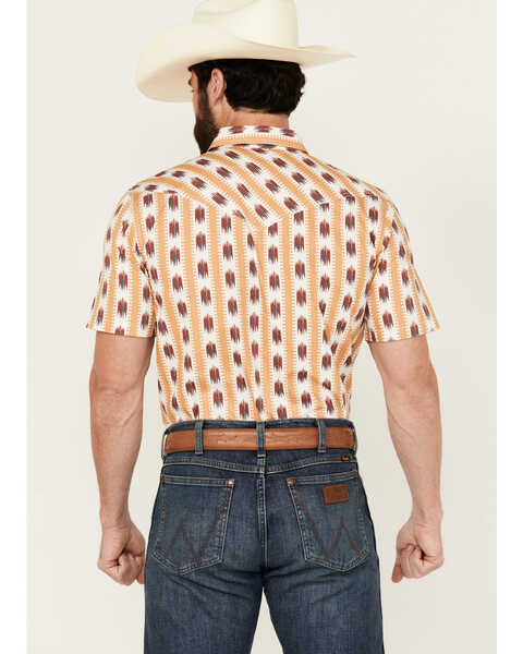 Image #4 - Cody James Men's Saint Abstract Striped Short Sleeve Snap Western Shirt , Ivory, hi-res