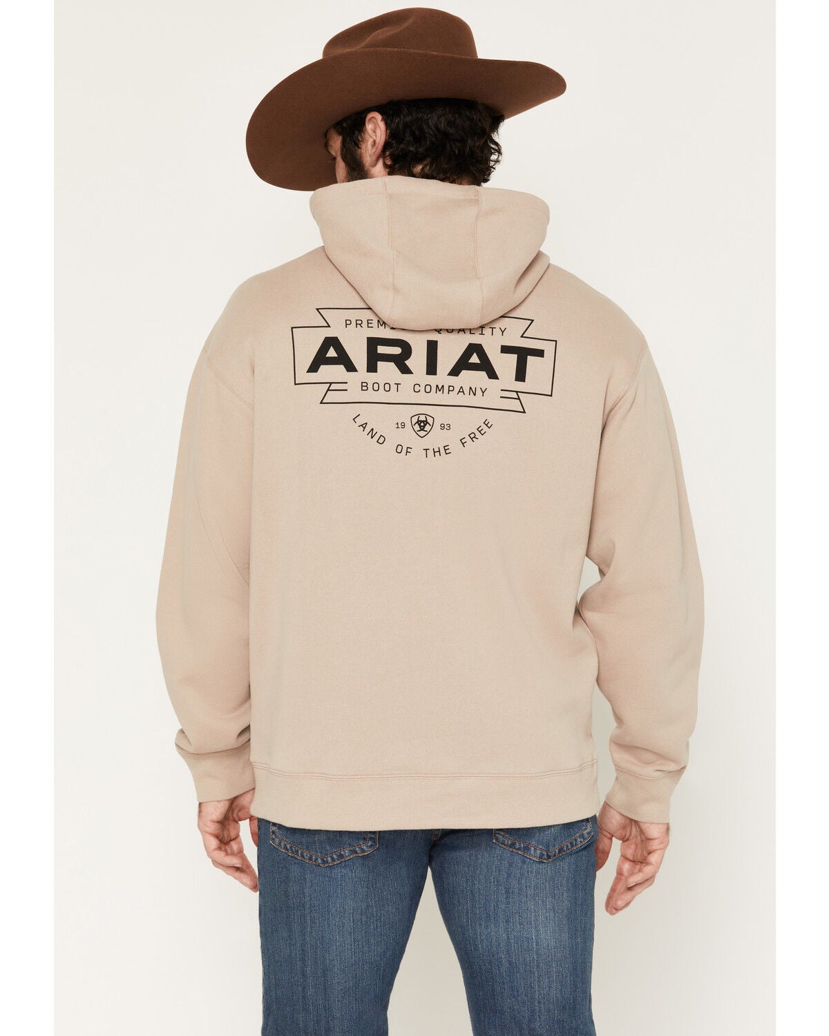 Ariat Men's Boot Barn Exclusive Southwest Logo Graphic Hooded Sweatshirt, Sand, hi-res