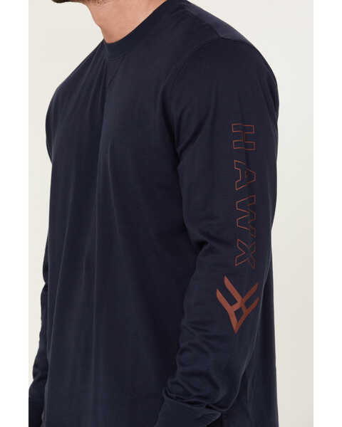 Image #7 - Hawx Men's Long Sleeve Knit Solid Logo Long Sleeve Work T-Shirt, Navy, hi-res