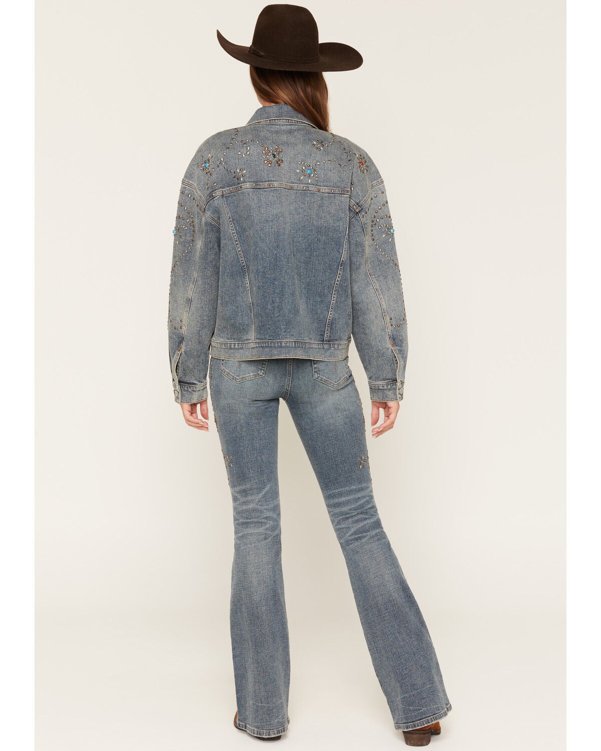 Image #3 - Shyanne Women's Spirit Studded Oversized Denim Jacket, Medium Wash, hi-res