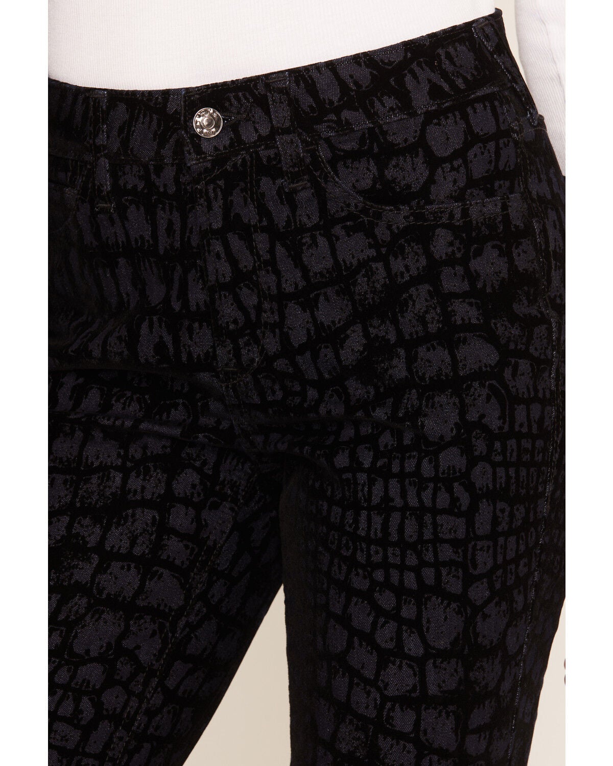 Image #2 - Ariat Women's R.E.A.L. Croc Flock High Rise Luxe Slim Trouser Denim Jeans, Black, hi-res
