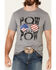 Dale Brisby Grey Pow Pow Slogan Graphic Short Sleeve T-Shirt , Grey, hi-res