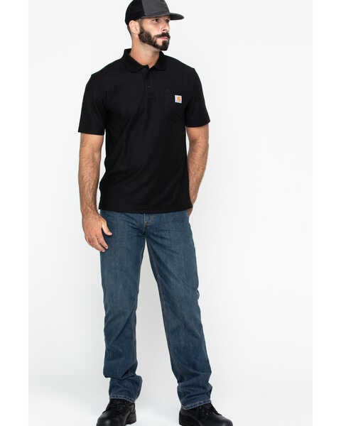 Image #6 - Carhartt Men's Contractors Pocket Short Sleeve Work Polo Shirt, Black, hi-res