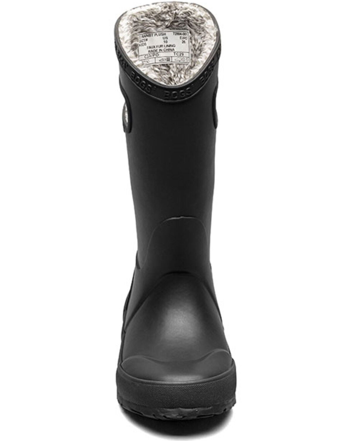 Image #4 - Bogs Boys' Plush Rain Boots - Round Toe, Black, hi-res