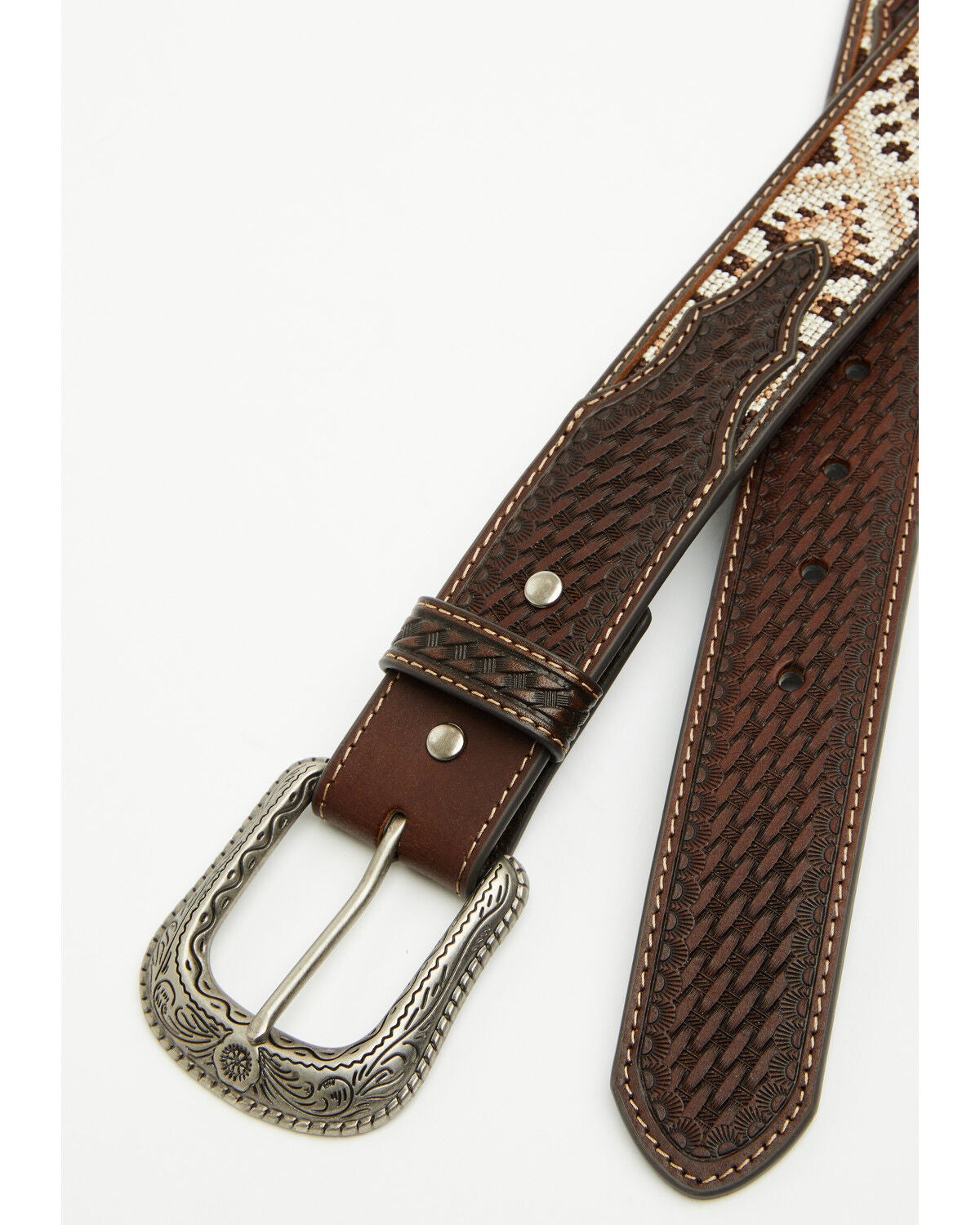 Image #2 - Cody James Men's Tucker Southwestern Leather Belt, Black, hi-res