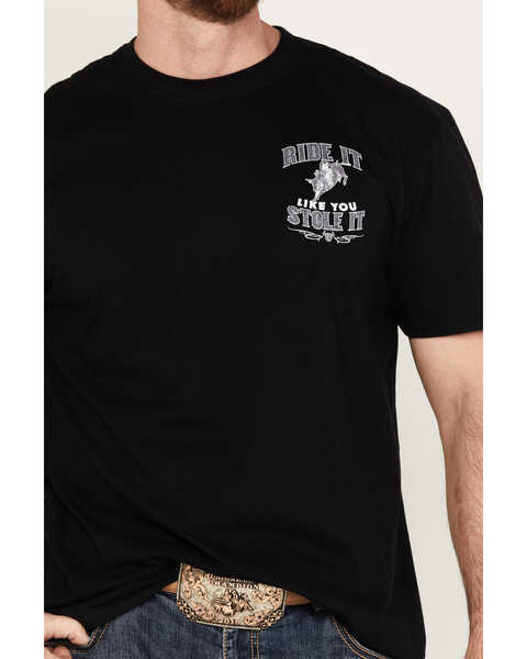 Image #2 - Cowboy Hardware Men's Ride It Like You Stole It Short Sleeve Graphic T-Shirt, Black, hi-res