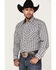 Image #1 - Rough Stock By Panhandle Men's Dobby Small Plaid Print Long Sleeve Pearl Snap Western Shirt, White, hi-res