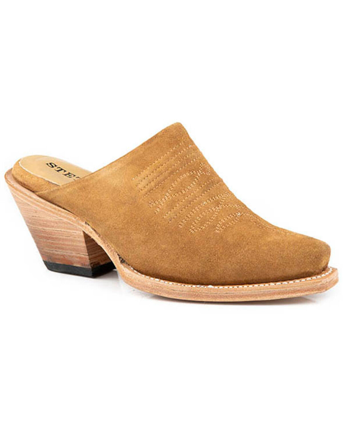Image #1 - Stetson Women's Reed Suede Mules, Tan, hi-res