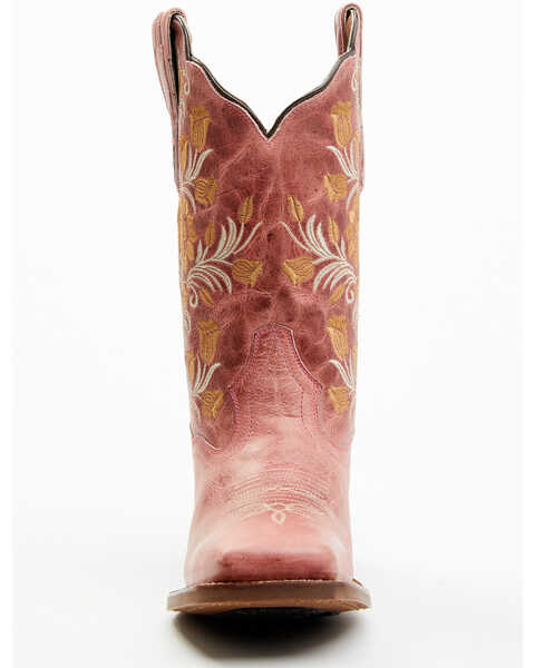 Image #4 - Dan Post Women's Athena Floral Embroidered Western Performance Boots - Broad Square Toe, Pink, hi-res