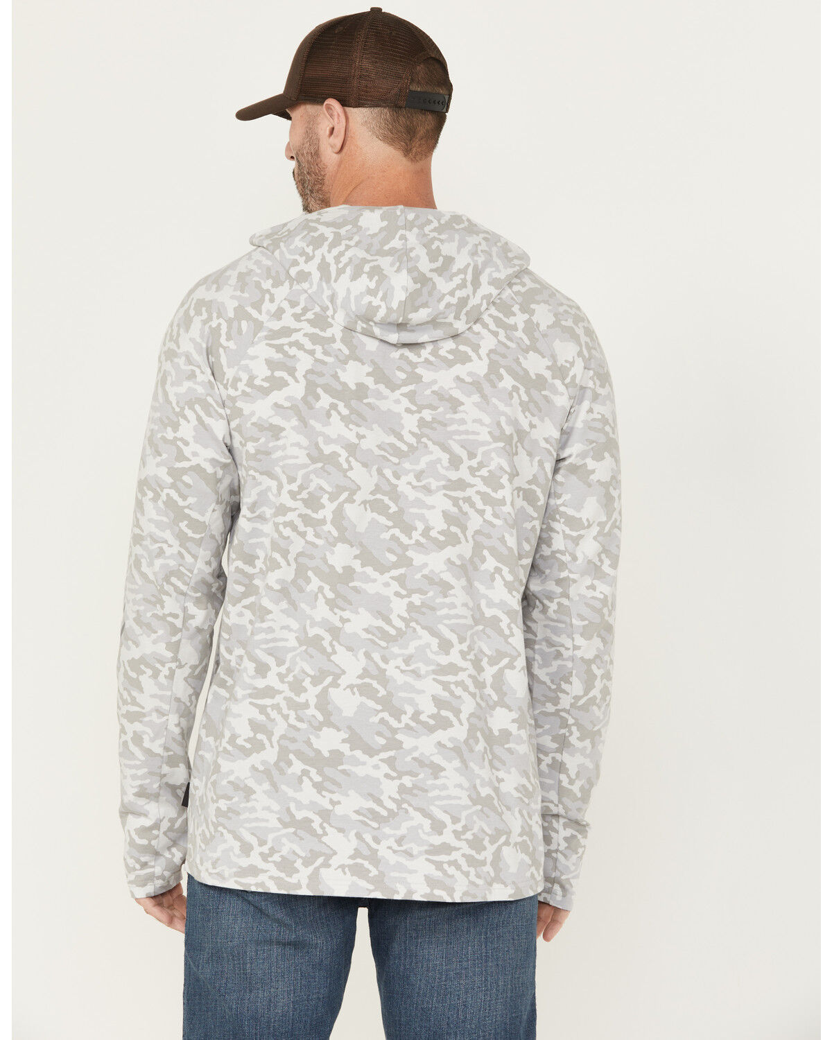Image #4 - Hawx Men's Sundown Camo Print Hooded Work Shirt, Grey, hi-res