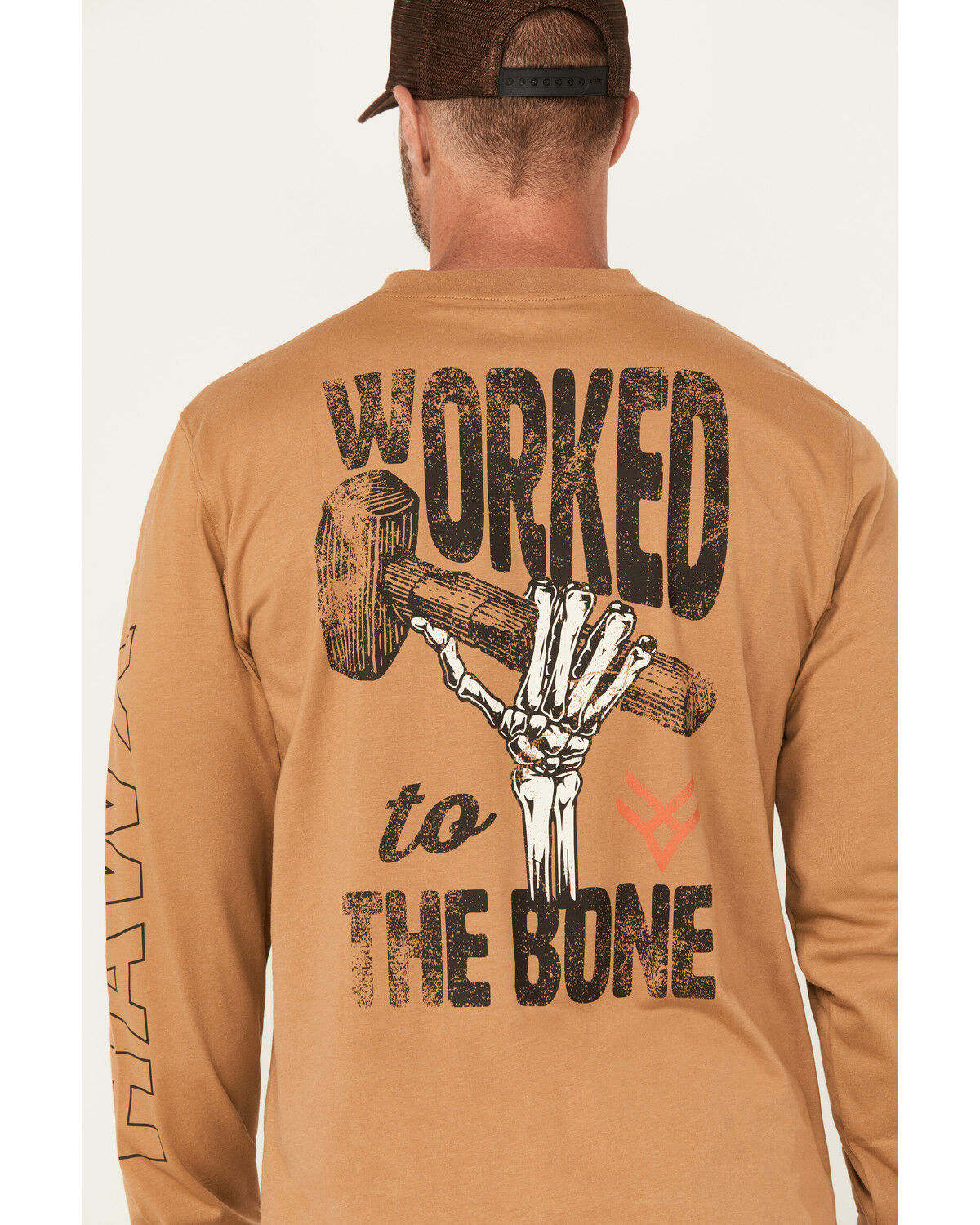 Image #4 - Hawx Men's To The Bone Long Sleeve Graphic Work T-Shirt, Tan, hi-res