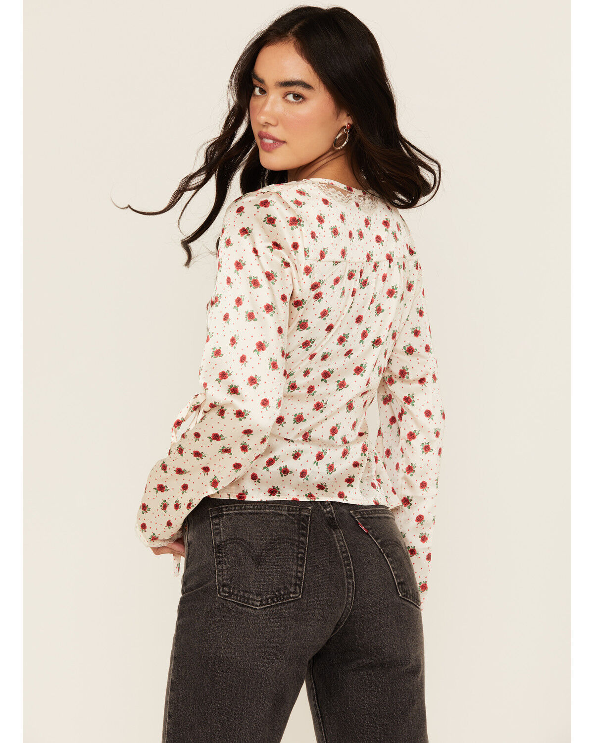 Image #4 - Free People Women's Field of Roses Long Sleeve Top, Ivory, hi-res