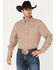Image #1 - RANK 45® Men's Stirrup Geo Print Long Sleeve Western Button-Down Shirt, Light Red, hi-res