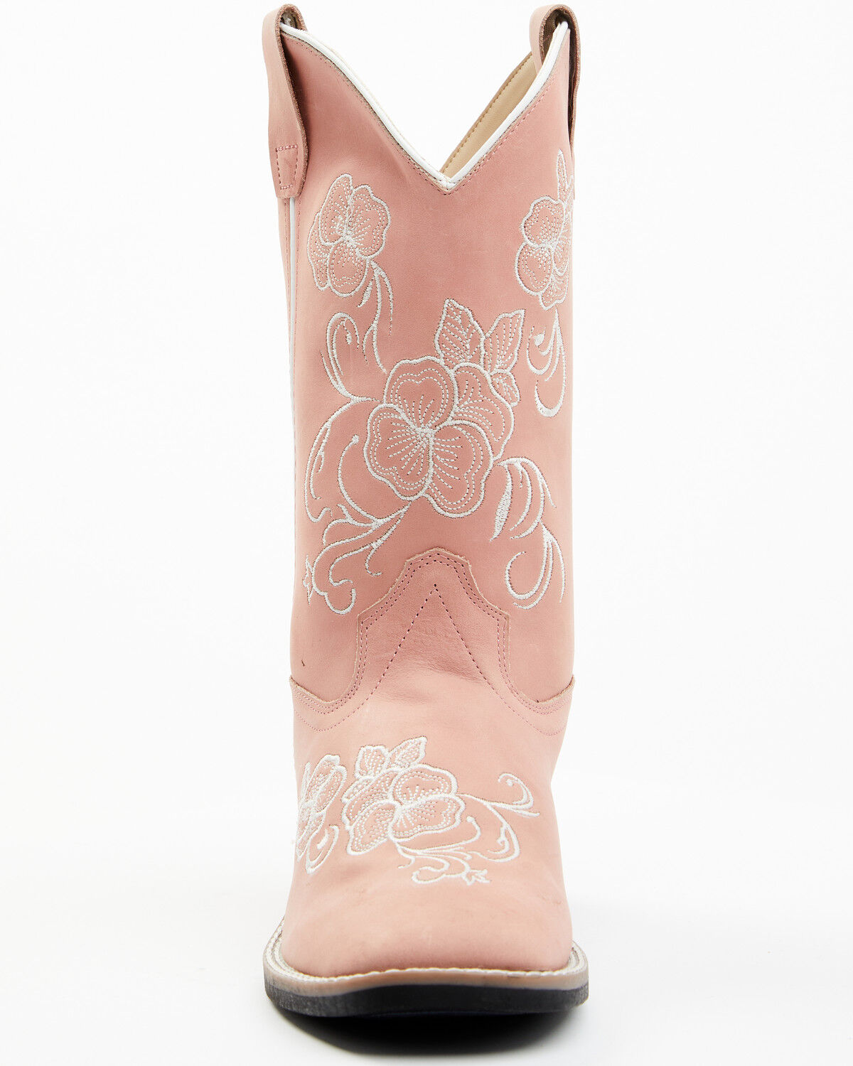 Image #4 - Shyanne Girls' Little Lasy Floral Embroidered Leather Western Boots - Broad Square Toe, Pink, hi-res