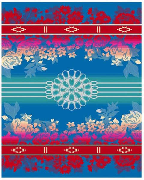 Pendleton Gather Jacquard Floral Print Napped Blanket, Blue, hi-res