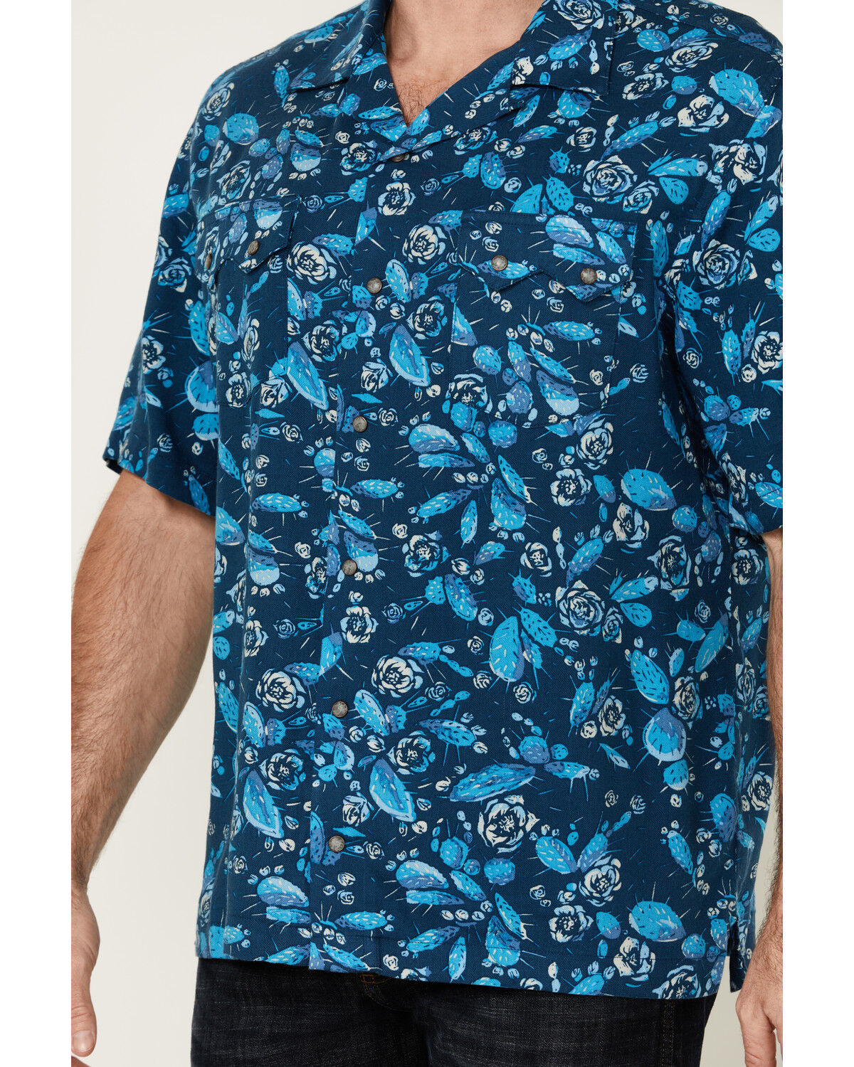 Image #3 - Wrangler Men's Conversation Print Short Sleeve Snap Western Shirt, Blue, hi-res