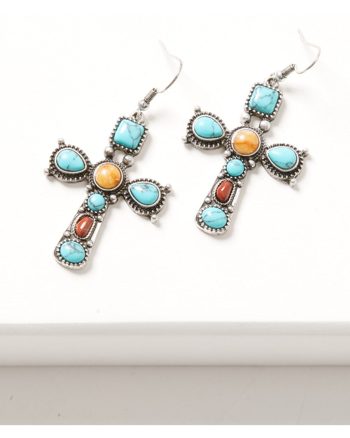 Image #1 - Shyanne Women's Retro Revival Cross Earrings, Silver, hi-res