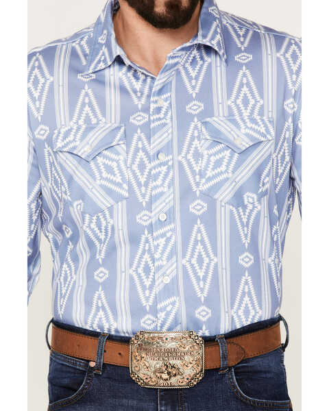 Image #2 - Rock & Roll Denim Men's Southwestern Print Knit Long Sleeve Button Down Shirt, Blue, hi-res