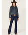 Image #1 - RANK 45® Women's Dark Wash Mid Rise Flare Jeans, Dark Wash, hi-res