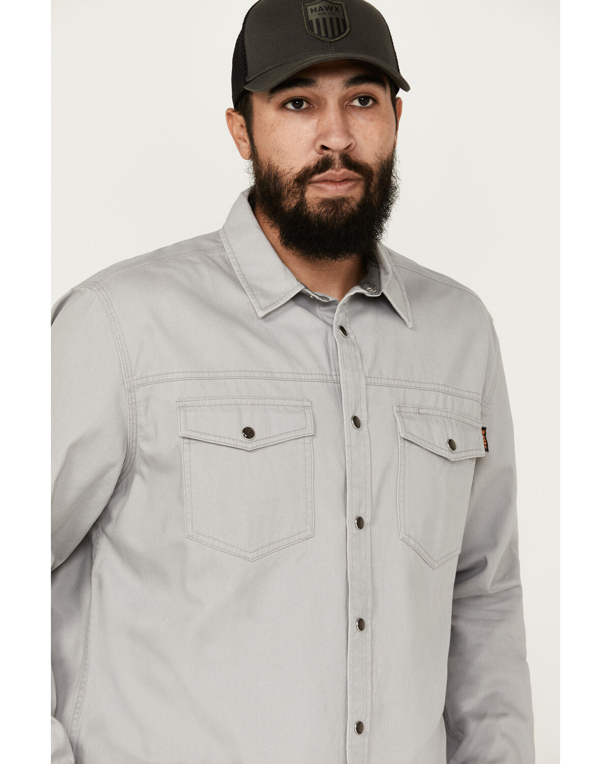 Image #2 - Hawx Men's All Out Woven Solid Long Sleeve Snap Work Shirt - Big, Grey, hi-res