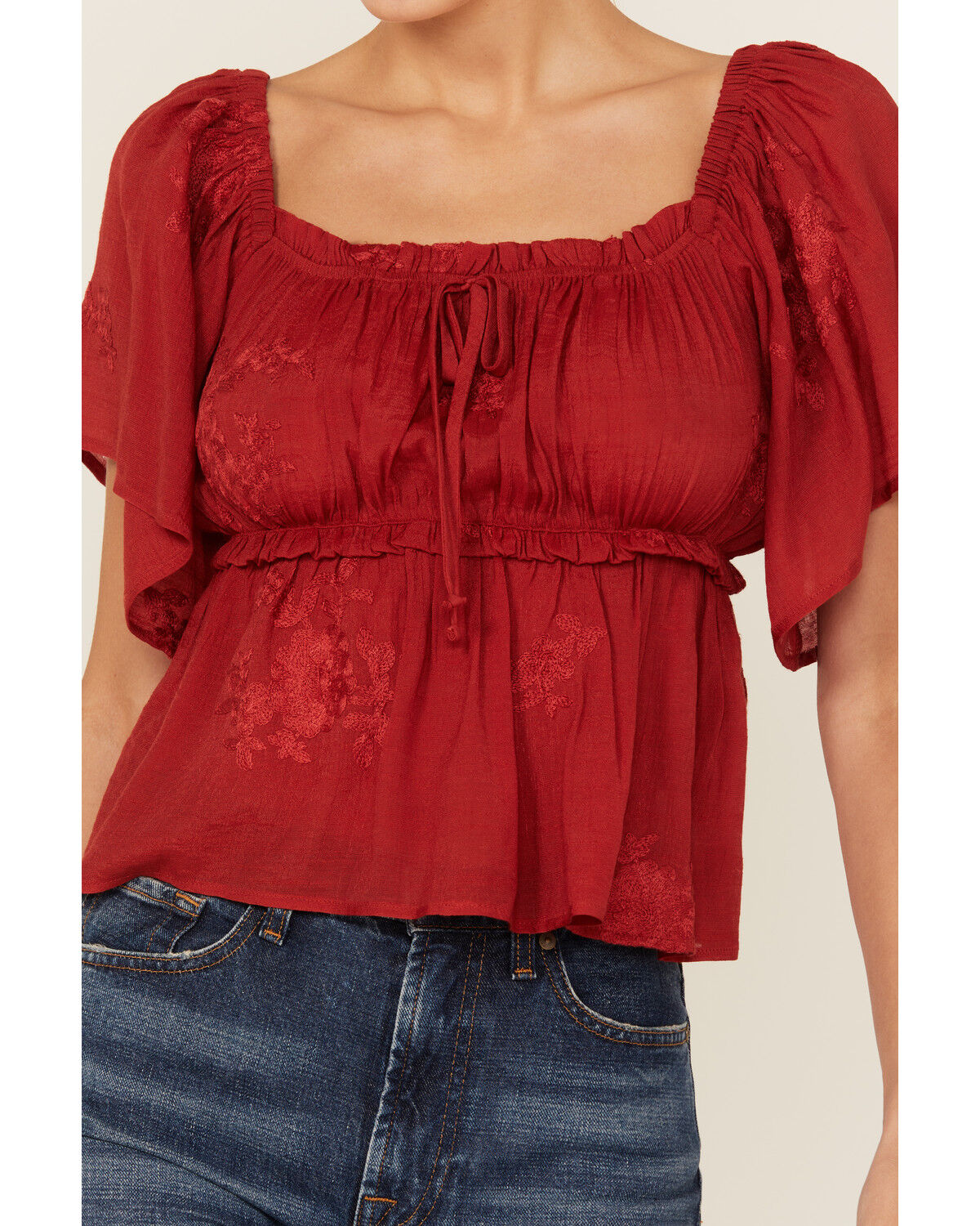Image #3 - Wild Moss Women's Flutter Sleeve Top, Rust, hi-res