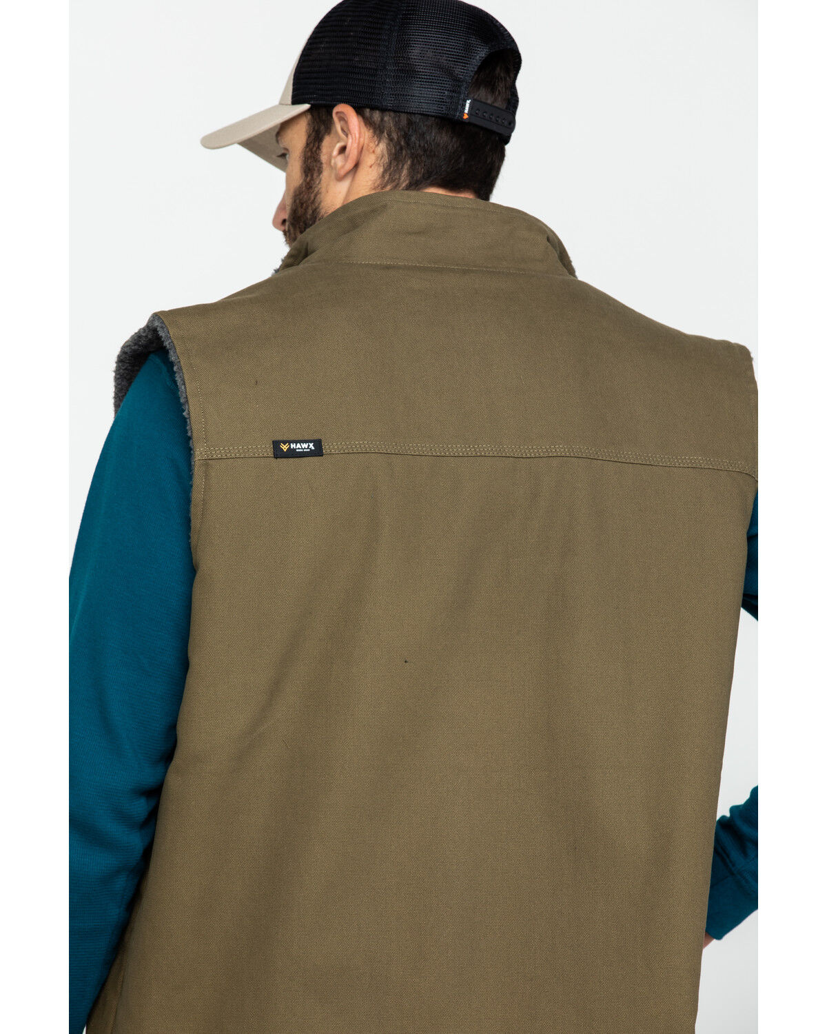 Image #5 - Hawx Men's Olive Canvas Sherpa Lined Work Vest, Olive, hi-res