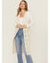 Image #1 - Miss Me Women's Long Vest, Cream, hi-res