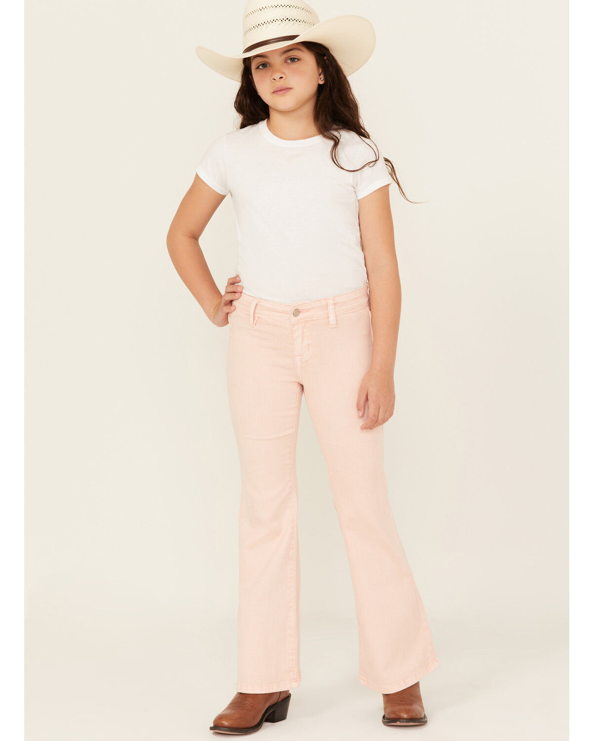 Image #1 - Rock & Roll Denim Girls' Flare Stretch Denim Jeans, Pink, hi-res