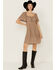 Image #1 - Cleo + Wolf Women's Arlo Flutter Sleeve Printed Mini Dress, Chocolate, hi-res