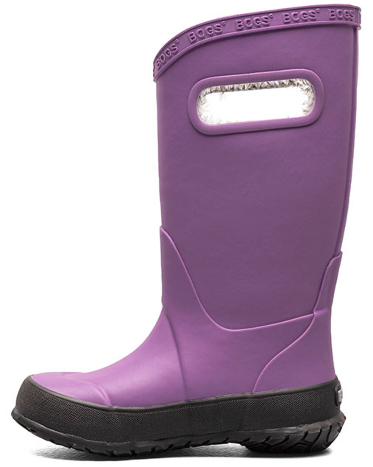 Image #3 - Bogs Girls' Solid Plush Rain Boots - Round Toe, Purple, hi-res