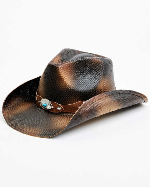 Shyanne Women's Bronco Straw Cowboy Hat, Dark Brown, hi-res