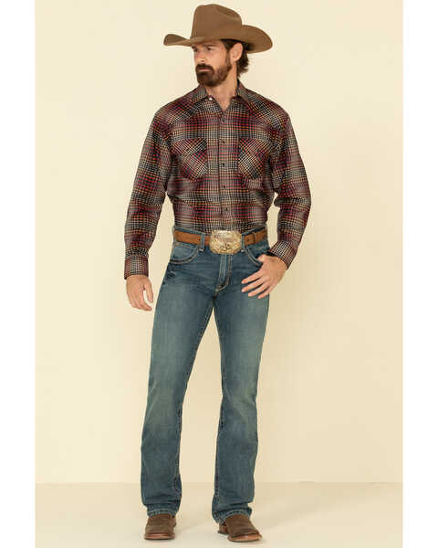 Image #3 - Resistol Men's Multi Chestnut Check Plaid Long Sleeve Western Shirt , Multi, hi-res
