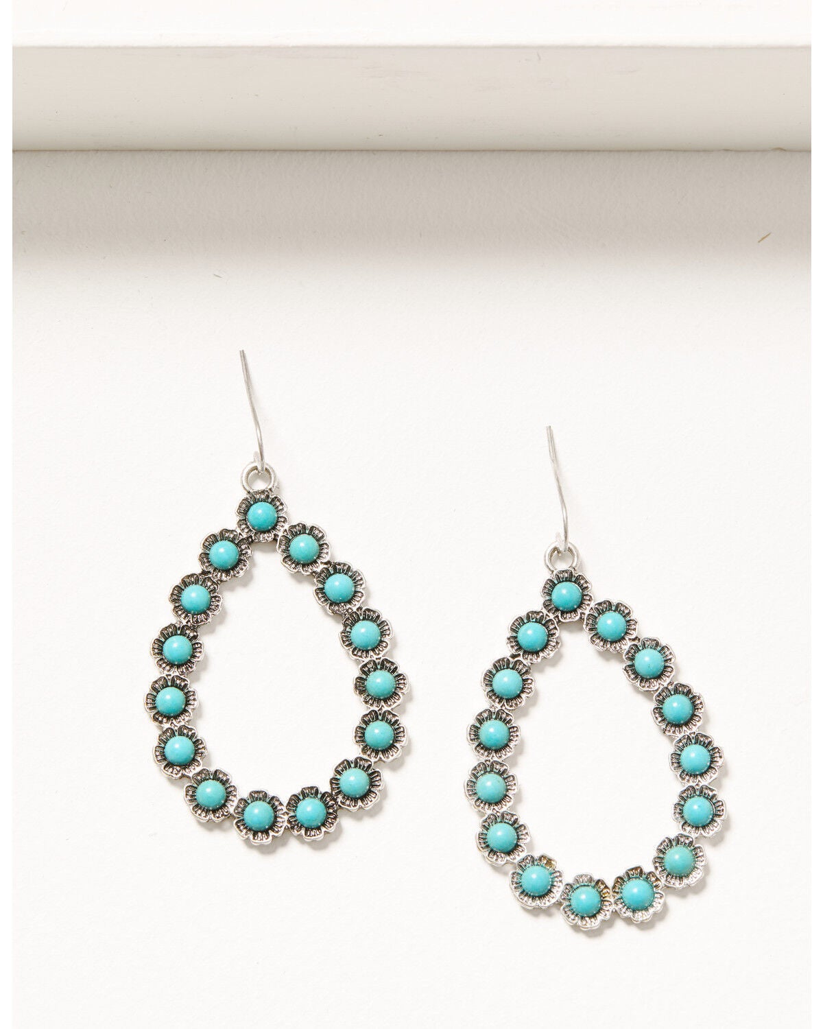 Shyanne Women's Silver Floral & Turquoise Beaded Dangle Earrings, Silver, hi-res