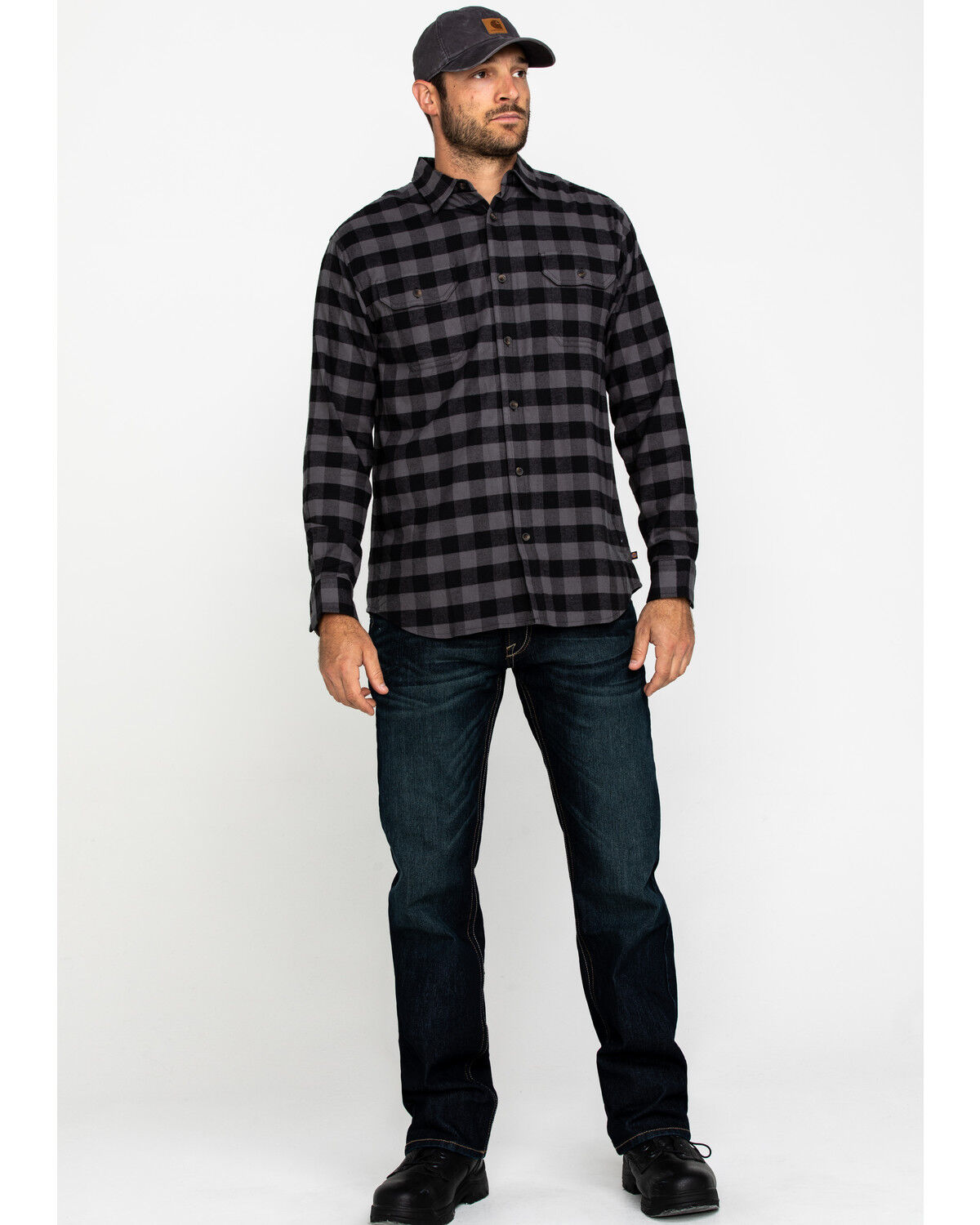 Image #6 - Dickies Men's Flex Stretch Flannel Long Sleeve Work Shirt, Slate, hi-res