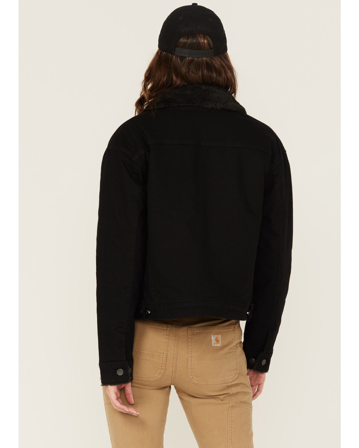 Image #4 - Carhartt Women's Rugged Flex® Loose Fit Canvas Sherpa Lined Work Jacket, Black, hi-res
