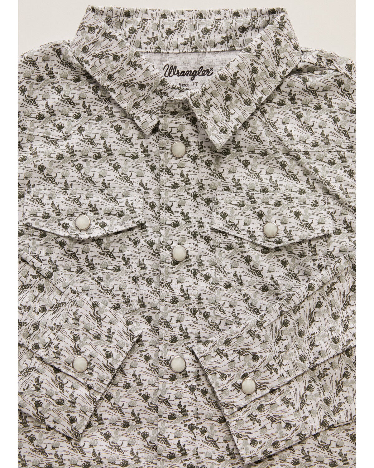 Image #2 - Wrangler Toddler Boys' Conversation Print Long Sleeve Snap Stretch Western Shirt, Olive, hi-res