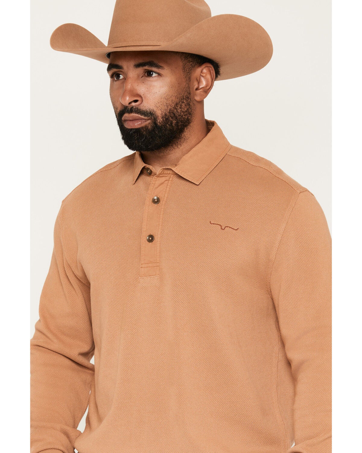 Image #2 - Kimes Ranch Men's Rockaway Long Sleeve Button-Down Polo Shirt, Tan, hi-res
