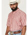 Image #2 - Ariat Men's Pro Series Bobby Striped Print Short Sleeve Button-Down Western Shirt, Red, hi-res