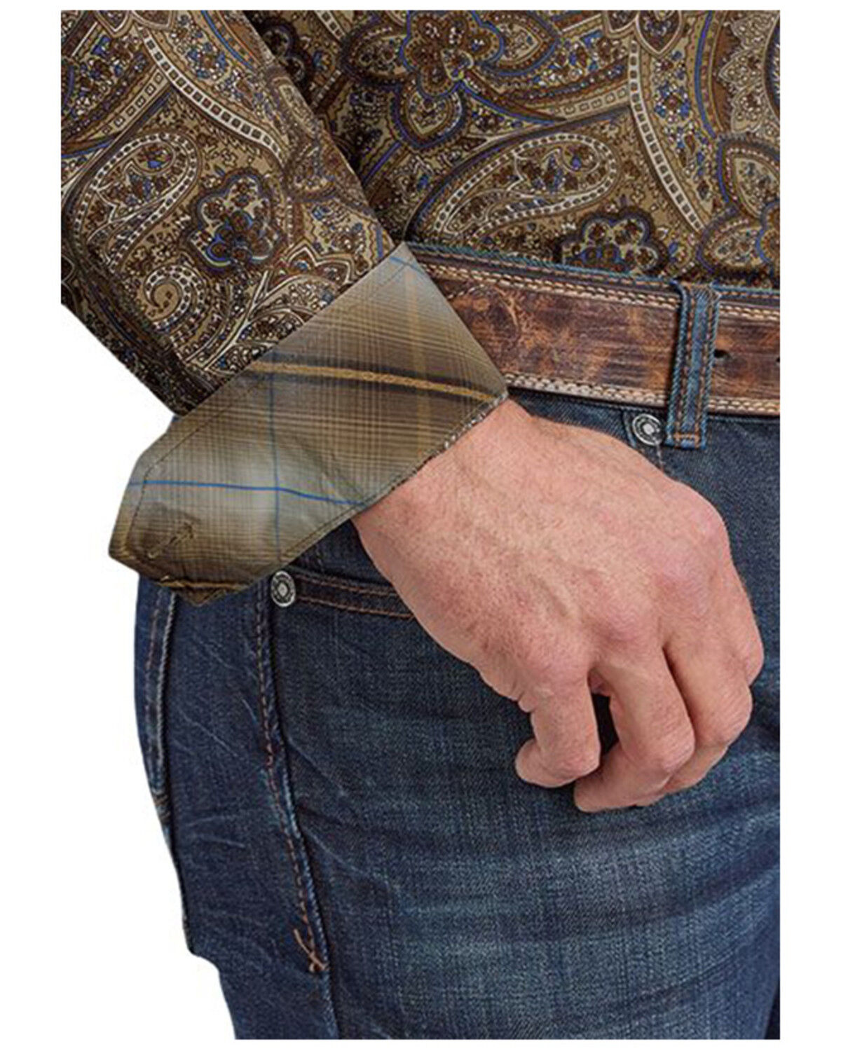 Image #3 - Stetson Men's Paisley Print Long Sleeve Button-Down Western Shirt, Brown, hi-res