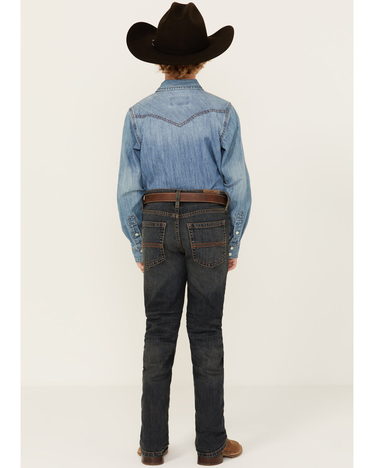 Image #3 - Cody James Boys' Barn Sour Dark Wash Slim Stretch Straight Jeans, Dark Wash, hi-res