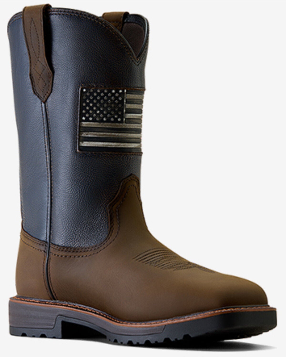 Ariat Men's Activator Patriot Waterproof Pull-On Work Boots - Steel Toe, Brown, hi-res