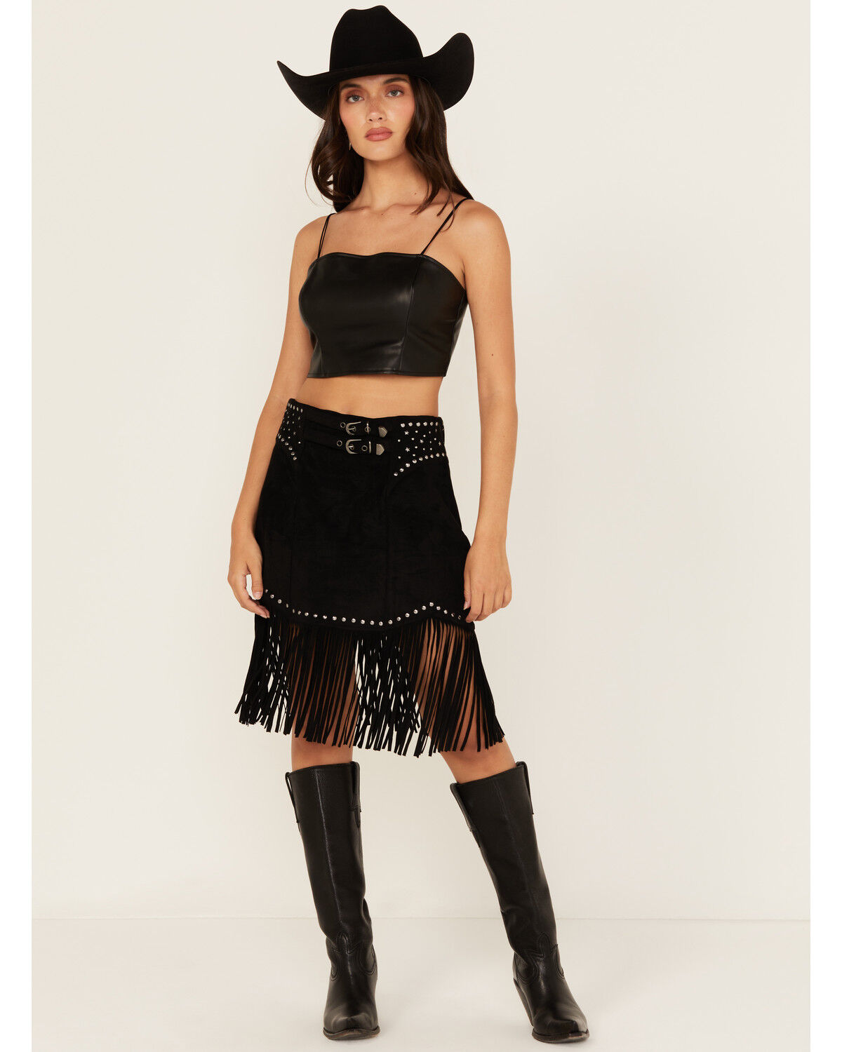 Rock & Roll Denim Women's Fringe Buckle Skirt - Country
