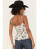Image #4 - Wild Moss Women's Floral Print Smocked Tank, Ivory, hi-res