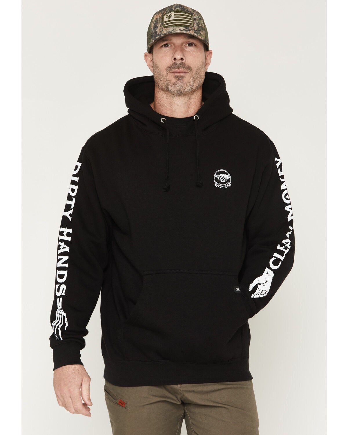 Troll Co Men's Haggler Hands Graphic Hooded Sweatshirt, Black, hi-res