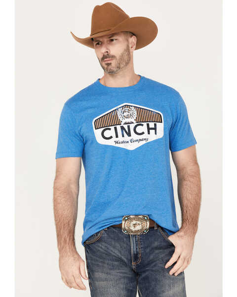 Image #1 - Cinch Men's Logo Short Sleeve Graphic  T-Shirt, Heather Blue, hi-res
