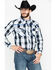 Cowboy Hardware Men's Block Plaid Long Sleeve Western Shirt , Black, hi-res