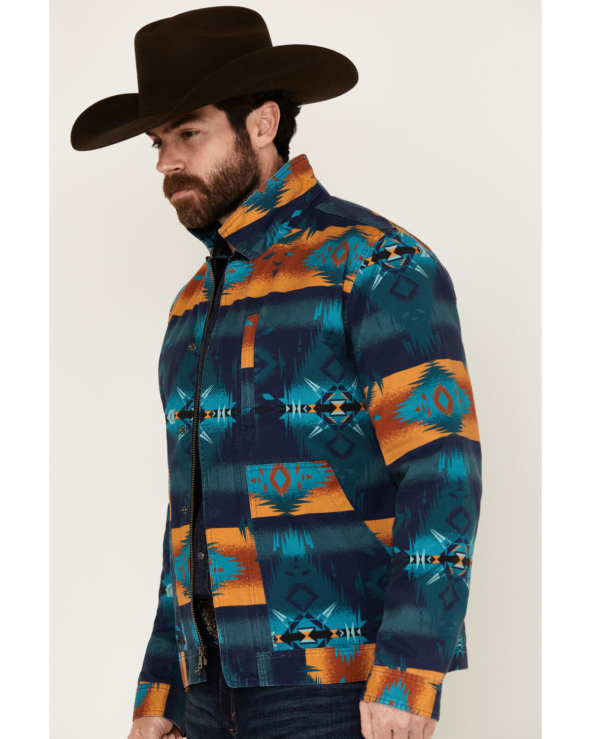 Image #2 - RANK 45® Men's Twill Southwestern Print Jacket, Dark Blue, hi-res