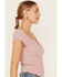 Image #2 - Free People Women's Classic Twist Short Sleeve Tee, Mauve, hi-res