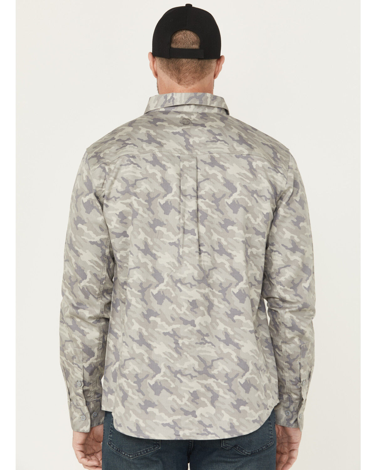 Image #4 - Hawx Men's FR Camo Print Long Sleeve Button-Down Stretch Work Shirt, Grey, hi-res